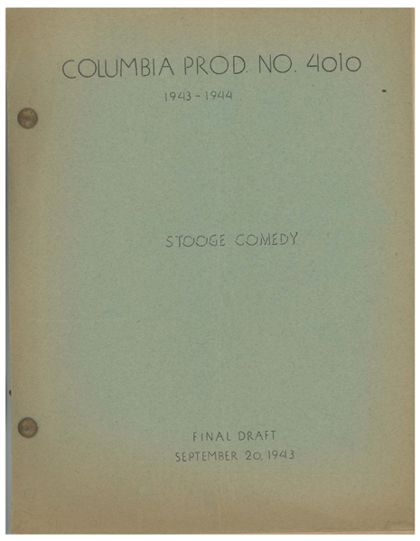Moe Howard's Personally Owned Script for the 1944 Three Stooges Film ''Crash Goes the Hash''